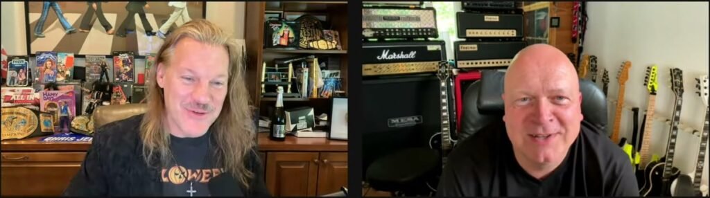 Chris Jericho e Michael Kiske em videochamada no podcast Talk Is Jericho